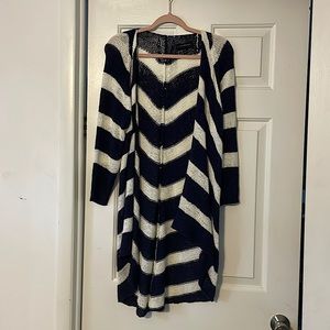 Lane Bryant Navy & White Diagonal Striped Cardigan